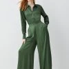 Karen Millen Tall Satin Viscose Wide Leg Woven Trousers 2 Karen Millen Tall Satin Viscose Wide Leg Woven Trousers -Karen Millen shop khaki tall satin viscose wide leg woven trousers