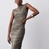 Karen Millen Tall Slinky Jersey Ruched Midaxi Dress -Karen Millen shop khaki tall slinky jersey ruched midaxi dress