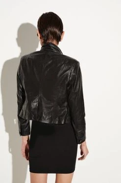 Karen Millen Washed Leather Forever Fitted Notch Neck Blazer