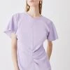 Karen Millen Ruched Front Crepe Midi Dress -Karen Millen shop lilac ruched front crepe midi dress