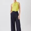 Karen Millen Georgette Tie Front Woven Blouse -Karen Millen shop lime georgette tie front woven blouse