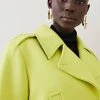 Karen Millen Italian Wool Cashmere Double Breasted Pea Coat -Karen Millen shop lime italian wool cashmere double breasted pea coat