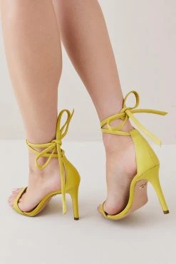 Karen Millen Leather Ankle Tie Heeled Sandal