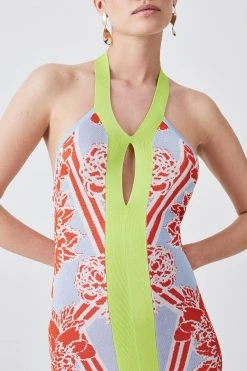 Karen Millen Petite Slinky Mirrored Floral Jacquard Knit Dress 11 Karen Millen Petite Slinky Mirrored Floral Jacquard Knit Dress -Karen Millen shop lime petite slinky mirrored floral jacquard knit dress 4