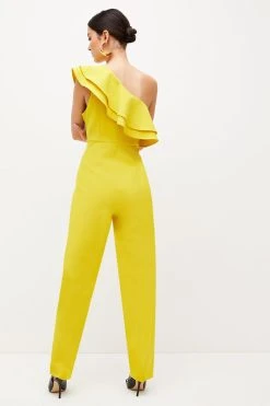 Karen Millen Petite Structured Crepe Asymmetric Jumpsuit 8 Karen Millen Petite Structured Crepe Asymmetric Jumpsuit -Karen Millen shop lime petite structured crepe asymmetric jumpsuit 1