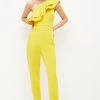 Karen Millen Petite Structured Crepe Asymmetric Jumpsuit -Karen Millen shop lime petite structured crepe asymmetric jumpsuit