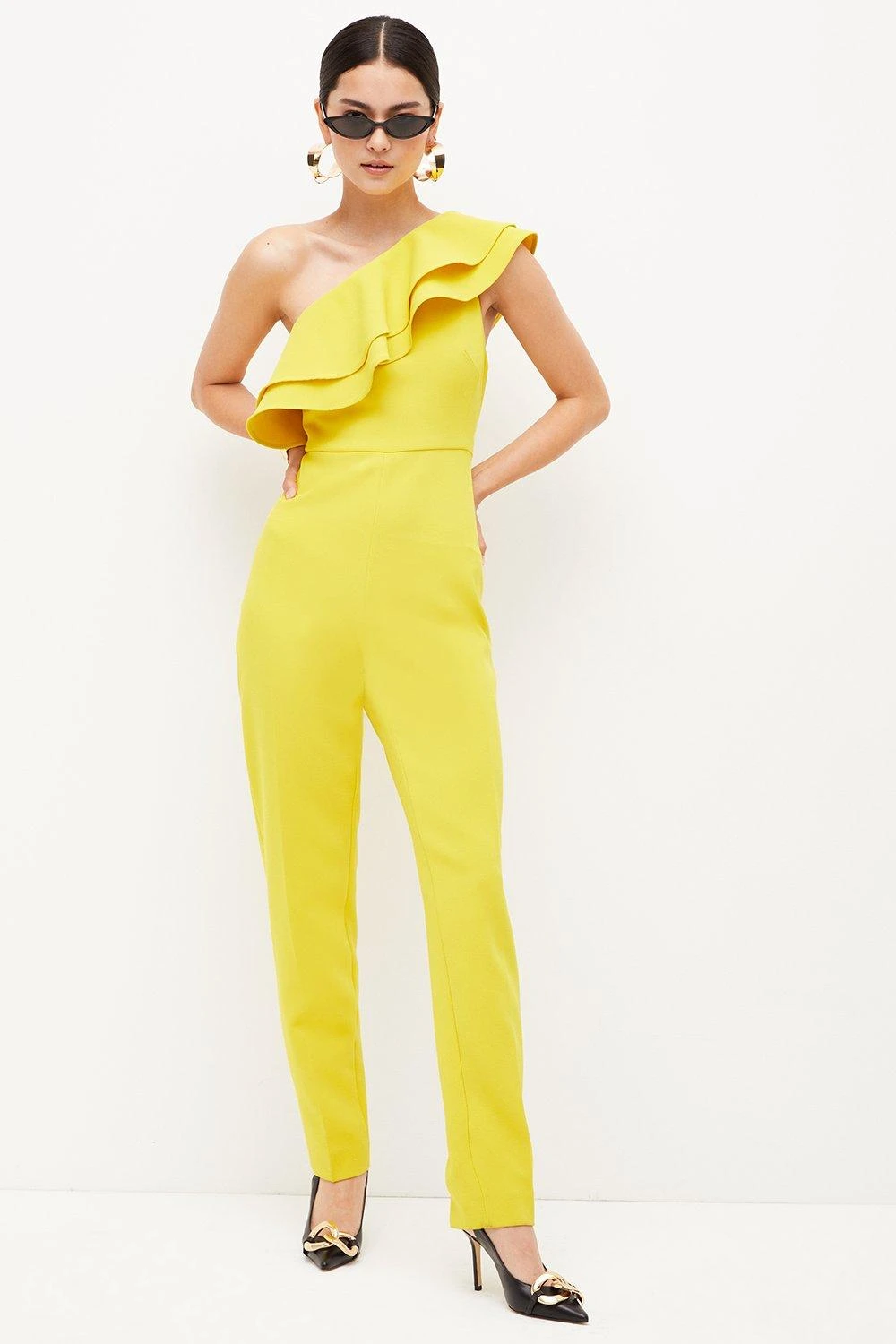 Karen Millen Petite Structured Crepe Asymmetric Jumpsuit 3 Karen Millen Petite Structured Crepe Asymmetric Jumpsuit