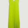 Karen Millen Soft Tailored Pleated Full Skirted Midaxi Dress -Karen Millen shop lime soft tailored pleated full skirted midaxi dress