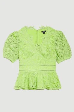 Karen Millen Tall Guipure Lace V Neck Woven Mini Dress