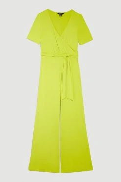 Karen Millen Tall Wide Leg Waist Tie Jersey Jumpsuit
