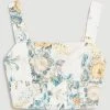 Karen Millen Lydia Millen Petite Trailing Floral Cotton Sateen Crop Top