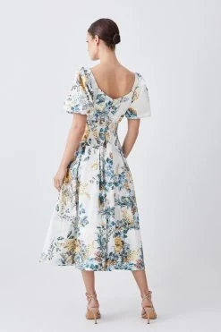 Karen Millen Lydia Millen Petite Trailing Floral Cotton Sateen Midi Dress -Karen Millen shop lydia millen petite trailing floral cotton sateen midi dress 3