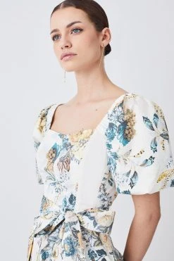 Karen Millen Lydia Millen Petite Trailing Floral Cotton Sateen Midi Dress -Karen Millen shop lydia millen petite trailing floral cotton sateen midi dress 4