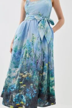 Karen Millen Lydia Millen Silk Cotton Scenic Floral Strappy Maxi Dress -Karen Millen shop lydia millen silk cotton scenic floral strappy maxi dress 1
