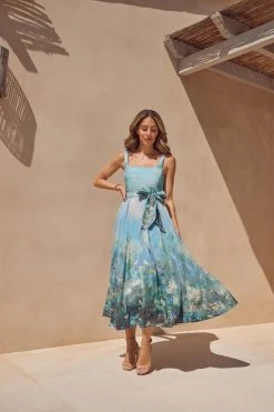 Karen Millen Lydia Millen Silk Cotton Scenic Floral Strappy Maxi Dress -Karen Millen shop lydia millen silk cotton scenic floral strappy maxi dress 2