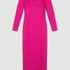 Karen Millen Mesh Cut Out Bandage Knit Midaxi Dress 2 Karen Millen Mesh Cut Out Bandage Knit Midaxi Dress -Karen Millen shop magenta mesh cut out bandage knit midaxi dress