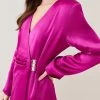 Karen Millen Petite Viscose Satin Blazer Dress -Karen Millen shop magenta petite viscose satin blazer dress