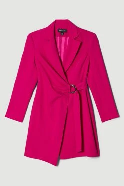 Karen Millen Soft Tailored Wrap Mini Tux Dress -Karen Millen shop magenta pink soft tailored wrap mini tux dress 2