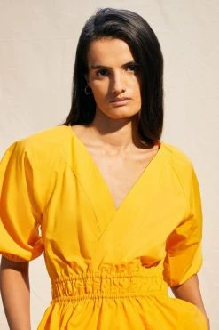 Karen Millen Balloon Sleeve Cotton Blouse -Karen Millen shop mango balloon sleeve cotton blouse 3