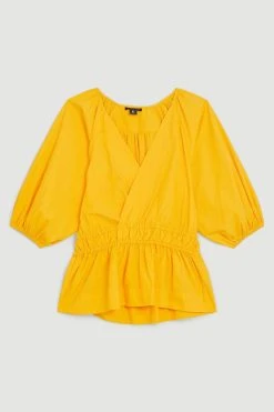 Karen Millen Balloon Sleeve Cotton Blouse -Karen Millen shop mango balloon sleeve cotton blouse 4