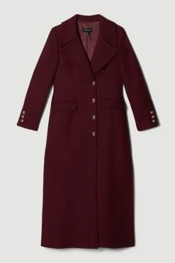 Karen Millen Italian Wool Side Split Tailored Maxi Coat -Karen Millen shop merlot italian wool side split tailored maxi coat 2