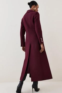 Karen Millen Italian Wool Side Split Tailored Maxi Coat -Karen Millen shop merlot italian wool side split tailored maxi coat 4