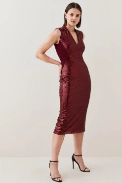 Karen Millen Petite Sequin Midi Dress -Karen Millen shop merlot petite sequin midi dress 1 3