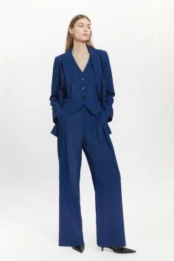 Karen Millen Polished Stretch Wool Blend Waistcoat