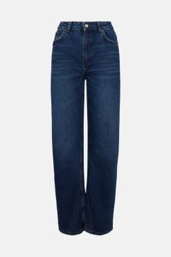 Karen Millen Mid Rise Wide Leg Jeans 9 Karen Millen Mid Rise Wide Leg Jeans -Karen Millen shop mid wash mid rise wide leg jeans 2