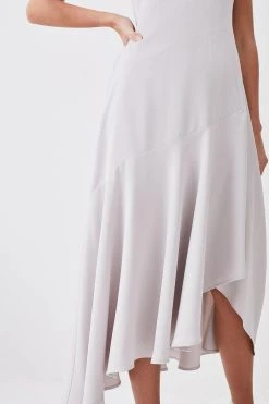 Karen Millen Petite One Shoulder Soft Tailored High Low Dress