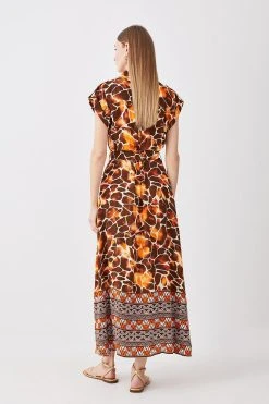 Karen Millen Mixed Animal Sleeveless Midi Shirt Dress -Karen Millen shop mixed animal sleeveless midi shirt dress 3