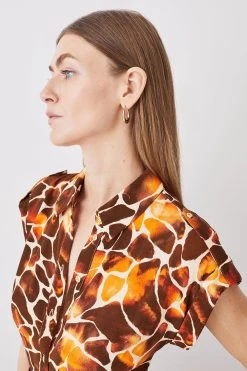 Karen Millen Mixed Animal Sleeveless Midi Shirt Dress -Karen Millen shop mixed animal sleeveless midi shirt dress 4