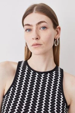 Karen Millen Bandage Jacquard Column Maxi Dress