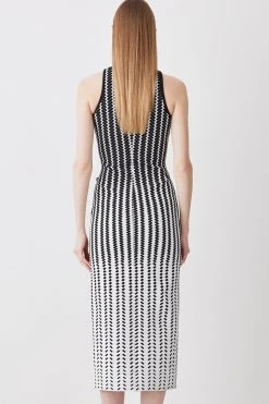 Karen Millen Bandage Jacquard Column Maxi Dress -Karen Millen shop mono bandage jacquard column maxi dress 5