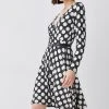 Karen Millen Belted Viscose Blend Long Sleeve Jersey Skater Dress -Karen Millen shop mono belted viscose blend long sleeve jersey skater dress