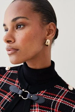 Karen Millen Check Knitted Cape