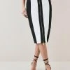 Karen Millen Colour Block Bandage Zip Front Pencil Skirt -Karen Millen shop mono colour block bandage zip front pencil skirt