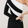 Karen Millen Colour Block One Shoulder Ponte Top -Karen Millen shop mono colour block one shoulder ponte top