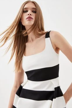 Karen Millen Compact Stretch Colourblock Strappy Mini Dress -Karen Millen shop mono compact stretch colourblock strappy mini dress 3