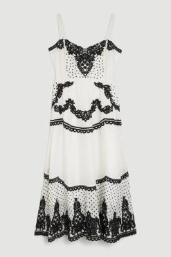 Karen Millen Cutwork Cotton Strappy Woven Midi Dress -Karen Millen shop mono cutwork cotton strappy woven midi dress 5