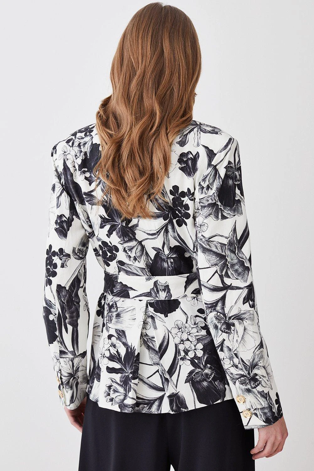 Karen Millen Floral Batik Belted Premium Linen Viscose Woven Jacket 6 Karen Millen Floral Batik Belted Premium Linen Viscose Woven Jacket - Image 4