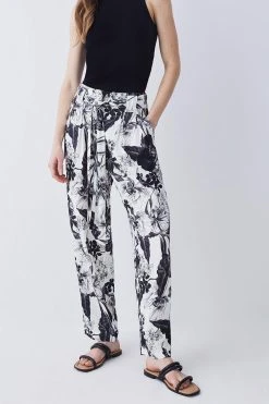 Karen Millen Floral Batik Premium Linen Viscose Woven Trouser -Karen Millen shop mono floral batik premium linen viscose woven trouser 2