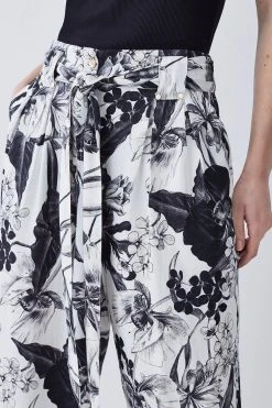 Karen Millen Floral Batik Premium Linen Viscose Woven Trouser
