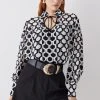 Karen Millen Mono Geo Woven Blouse