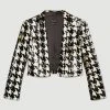 Karen Millen Houndstooth Sequin Tailored Jacket 1 Karen Millen Houndstooth Sequin Tailored Jacket -Karen Millen shop mono houndstooth sequin tailored jacket
