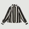Karen Millen Mixed Stripe Woven Shirt -Karen Millen shop mono mixed stripe woven shirt