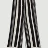 Karen Millen Mixed Stripe Woven Wide Leg Trouser -Karen Millen shop mono mixed stripe woven wide leg trouser