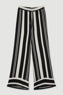 Karen Millen Mixed Stripe Woven Wide Leg Trouser