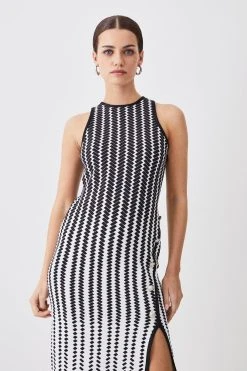 Karen Millen Petite Bandage Jacquard Column Maxi Dress