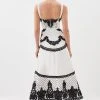 Karen Millen Petite Cutwork Cotton Strappy Woven Midi Dress -Karen Millen shop mono petite cutwork cotton strappy woven midi dress